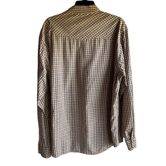 Old Navy Vintage Fit Shirt Collar Plaid Tan Blue Red Brown Snap Front Men XXL - Picture 10 of 11